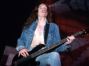 CHICAGO - APRIL 5:  American songwriter and former bass player with Metallica, Cliff Burton (1962-1986), performs at the UIC Pavillion in Chicago, IL during the Damage, Inc. Tour on April 5, 1986.  (Photo by Ross Marino/Icon and Image/Getty Images)