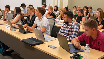 A marketing class full of students.