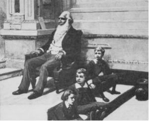 Doorkeeper Isaac Bassett with Pages in the Senate Chamber