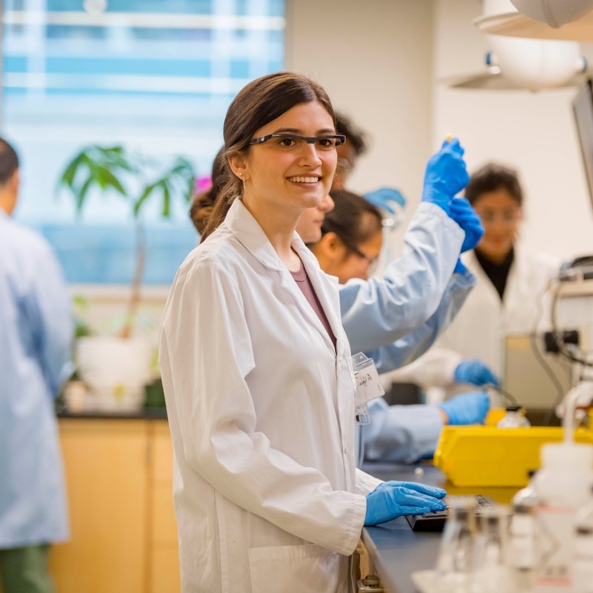 Researcher inside an SFU lab