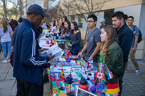 Students tabling in front of the SSU campus Rec Center