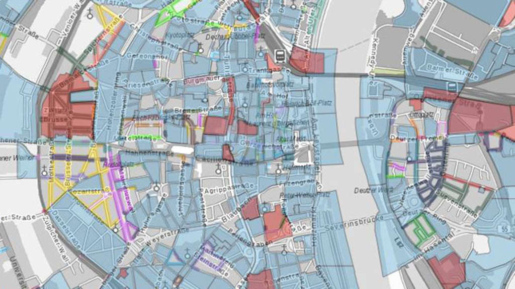 Ausschnitt Karte Bebauungspläne, Link auf Kölner Bebauungspläne