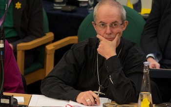 Justin Welby, the Archbishop of Canterbury listens during a session of the General Synod