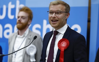 Michael Shanks celebrates Labour’s big win in the Rutherglen and Hamilton West by-election