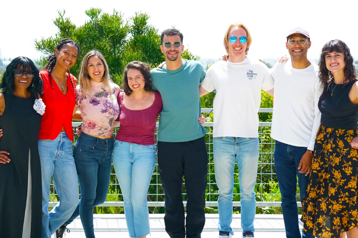 (L-R): Delicia Turner Sonnenberg, Carla Navarro, Caro Guzmán, Ashley Alvarez, Jorge Sánchez Díaz, Eric Hagen, Luis Vega, and Noelle Viñas (© Samantha Laurent)