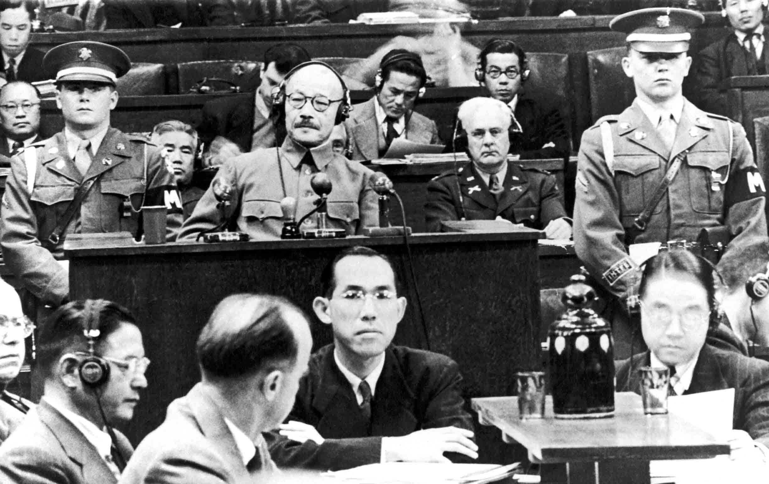 Former general and Japanese Prime Minister Hideki Tojo during his trial.