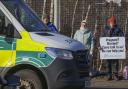 Anti-abortion protestors outside the QEUH in Glasgow (Picture: Gordon Terris)