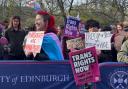 Activists protesting a screening of Adult Human Female at Edinburgh University