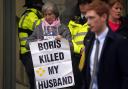 Protesters outside the Covid-19 inquiry in London