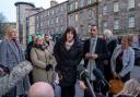 Mary White, a member of the Scottish Covid Bereaved group, speaks to the media ahead of the UK Covid-19 Inquiry hearing at the Edinburgh International Conference Centre (EICC)