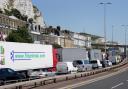 Vehicles queue for ferries at the Port of Dover, Kent