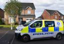 Police parked outside the home of Peter Murrell and Nicola Sturgeon