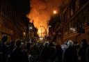 Crowds gather on the night of the Glasgow School of Art fire