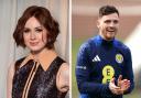 Hollywood star Karen Gillan (left) and Scotland team captain Andy Robertson