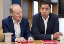 Scottish Labour Party leader Anas Sarwar (right) and Finance spokesperson Michael Marra during a media briefing at the Scottish Parliament