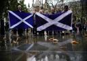 SNP campaigners outside the Supreme Court in London ahead of its independence referendum ruling in late 2022