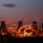 File photograph of the Grangemouth oil refinery at night