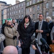 Mary White, a member of the Scottish Covid Bereaved group, speaks to the media ahead of the UK Covid-19 Inquiry hearing at the Edinburgh International Conference Centre (EICC)