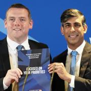 Outgoing Scottish Tory leader Douglas Ross (left) and Tory leader Rishi Sunak