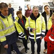 From left: Labour politicians Ed Miliband, Sarah Boyack, Keir Starmer, and Anas Sarwar on a visit to Peterhead