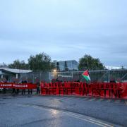 Demonstrators called on the UK Government to ban arms exports to Israel