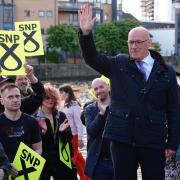 John Swinney with SNP activists