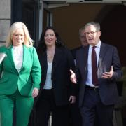 Prime Minister Sir Keir Starmer after meeting Northern Ireland Secretary Hilary Benn, First Minister Michelle O'Neill and deputy First Minister Emma Little-Pengelly at Stormont Castle