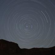 A long-exposure shot of the night sky