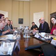 First Minister John Swinney chairing a meeting of the Scottish Cabinet in May