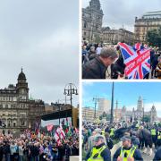 Far-right and anti-racist protesters both gathered in Glasgow's George Square on Saturday