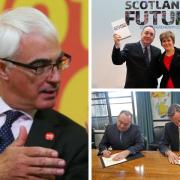 Clockwise from top right: Alex Salmond and Nicola Sturgeon with the 'Scotland's Future' white paper, Salmond and David Cameron sign the Edinburgh Agreement, and former chancellor and No campaign lead Alistair Darling