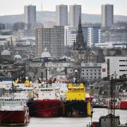 A general view of Aberdeen harbour on February 23