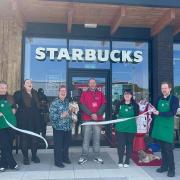 Ribbon cutting at the new Starbucks at Faverdale, Darlington