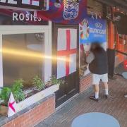 A man was captured taking a flag from Rosie's in Hartlepool