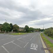 The A691 in Lanchester, near where the crash happened.