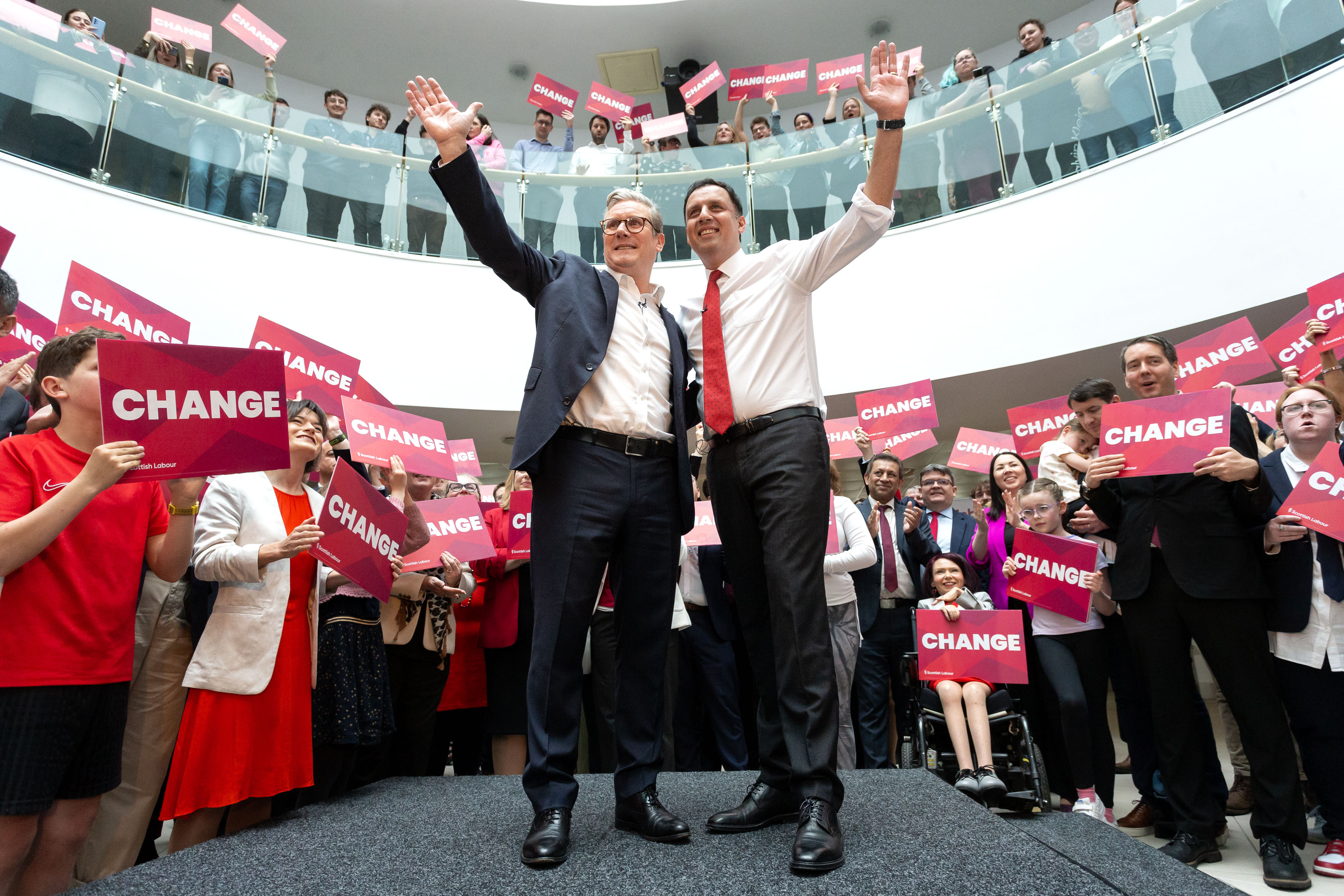 Sir Keir Starmer, left, had a favourability rating of plus 3 under the polling by Survation. Anas Sarwar, right, the Scottish Labour leader, trailed behind him on minus 3