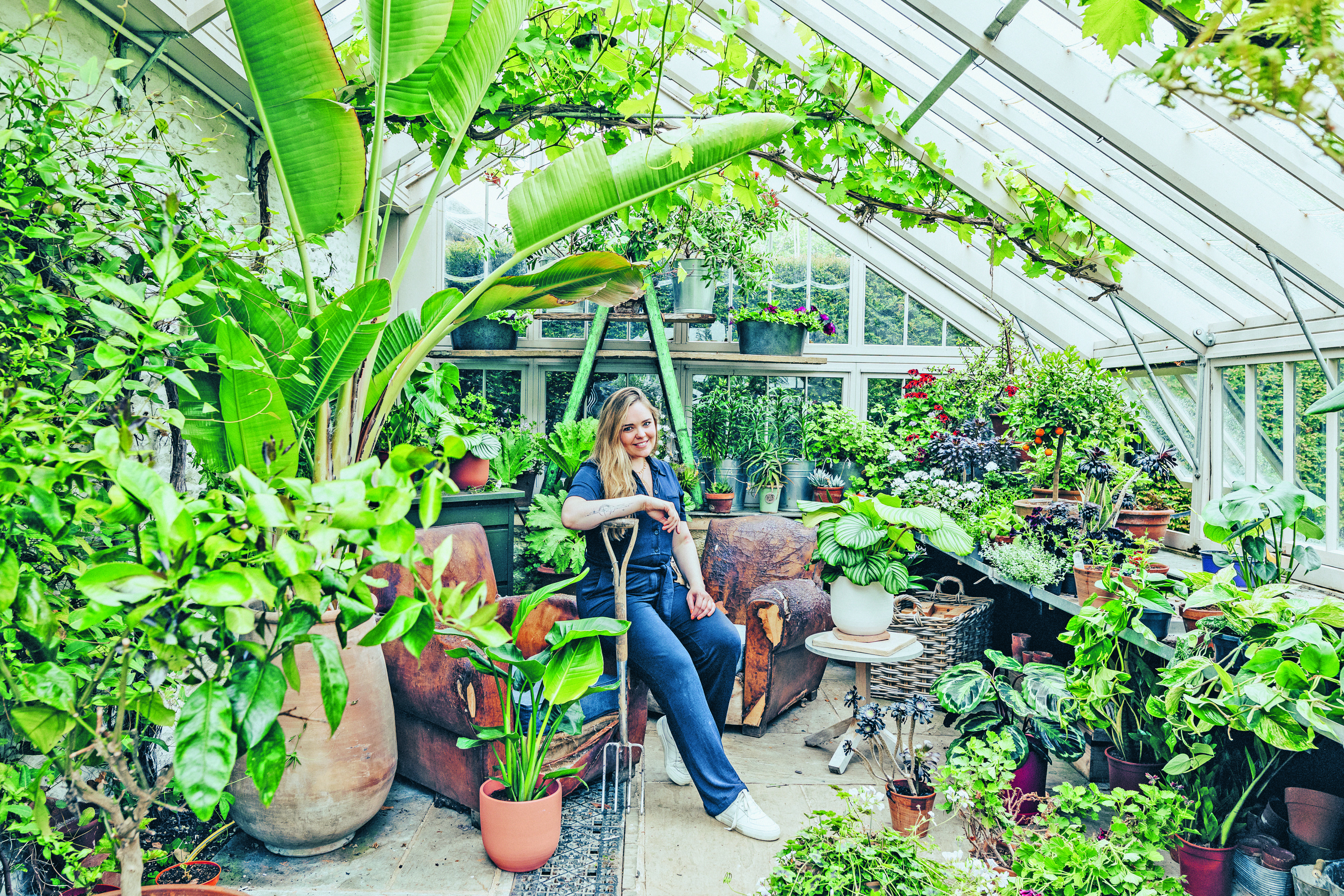 Beth Chapman with her vast collection of houseplants