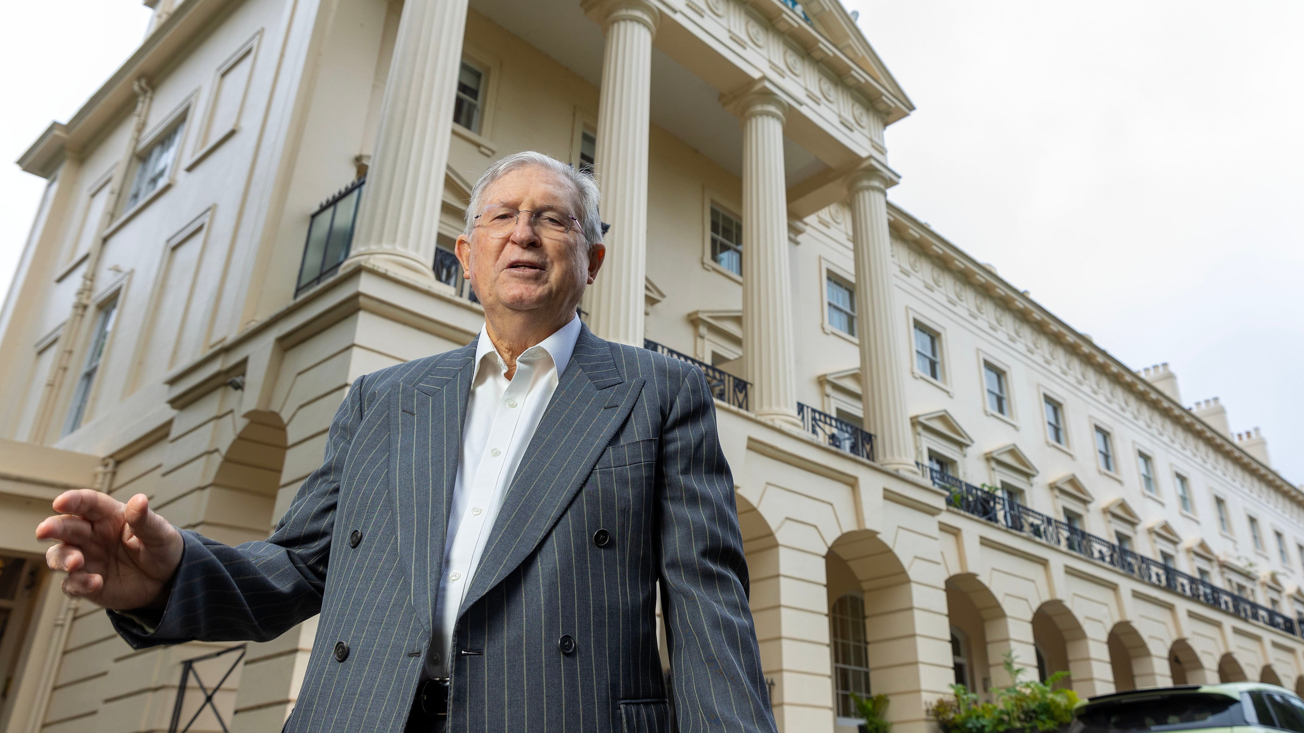 John Griffin outside his grade I listed mansion on Hanover Terrace