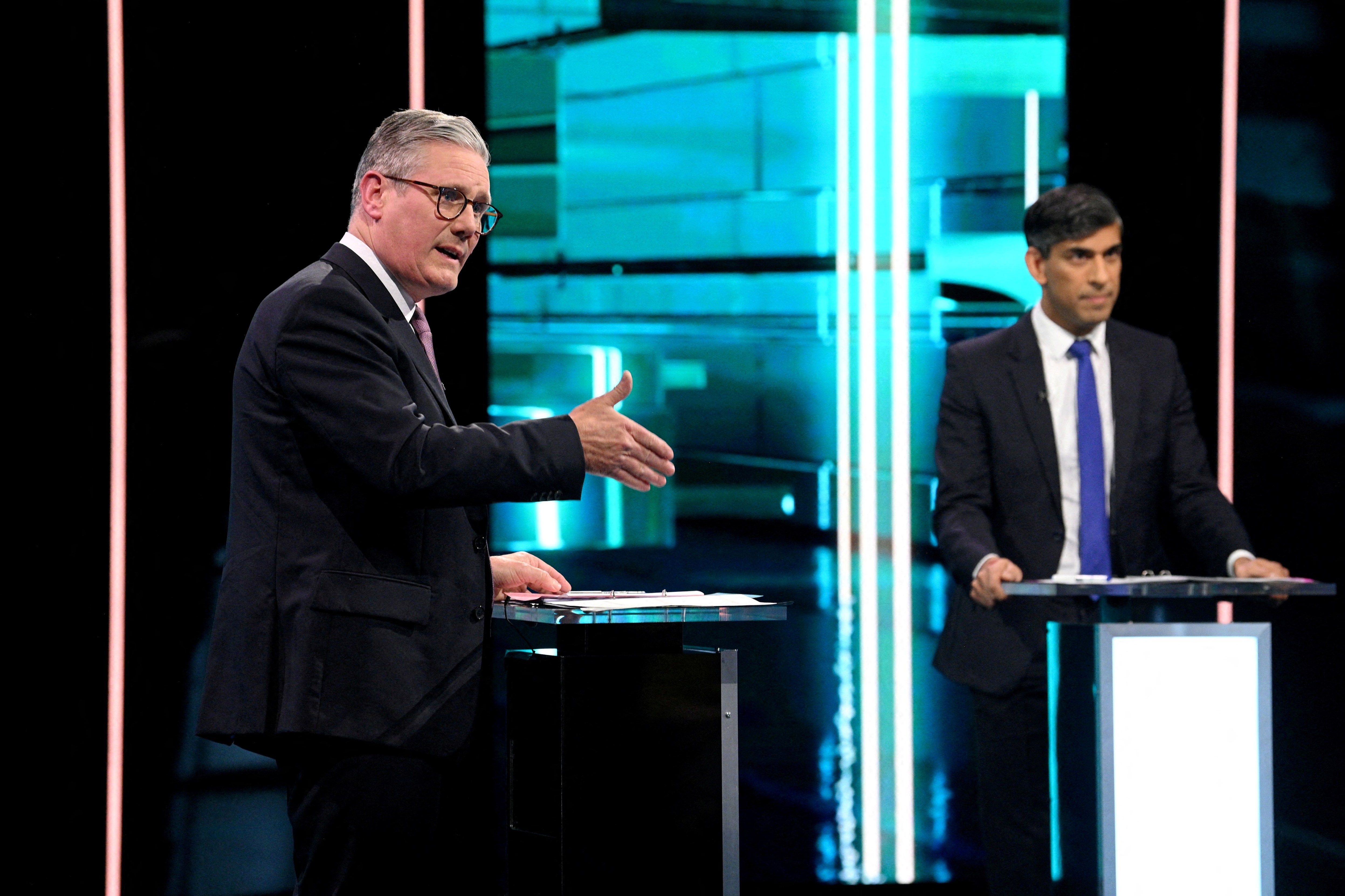Rishi Sunak used the first head-to-head televised debate to claim that Sir Keir Starmer would hit every household with a £2,000 tax bill