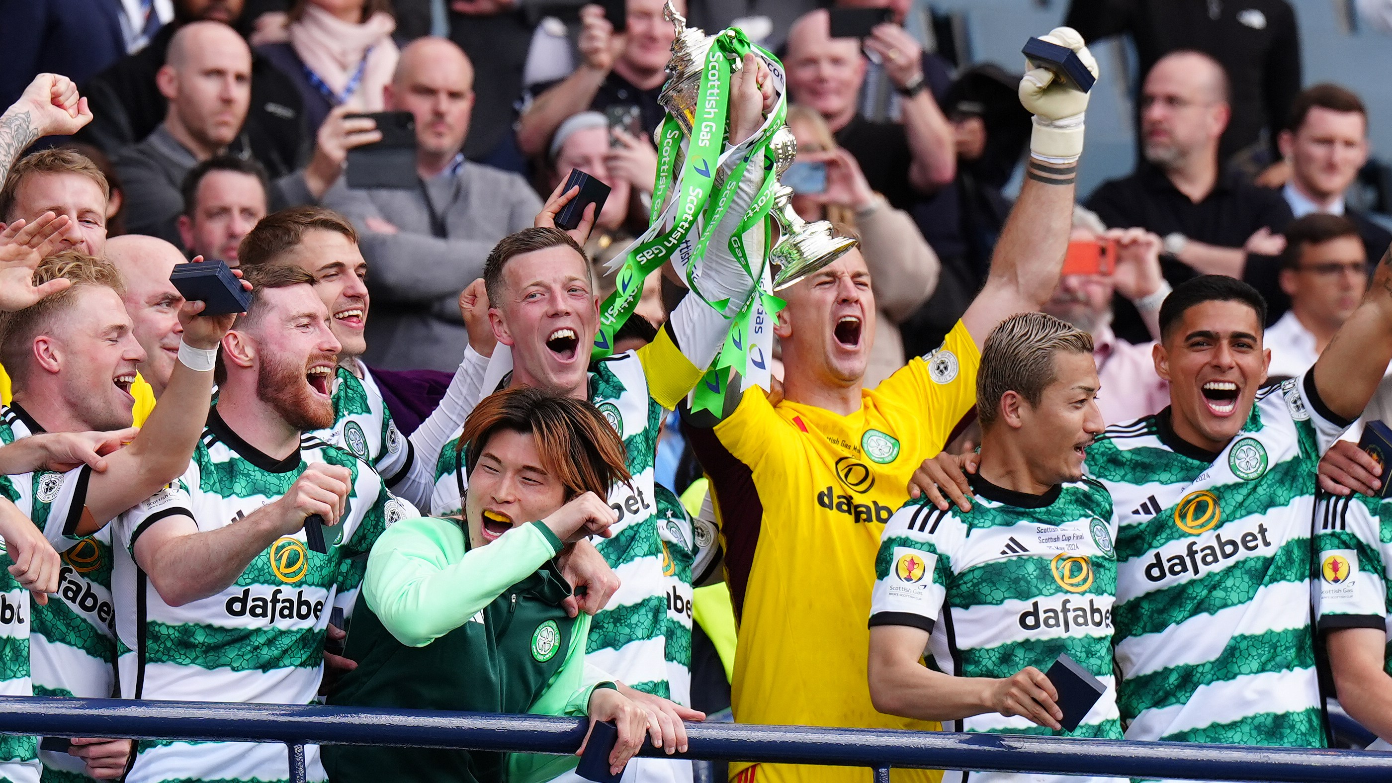 McGregor and Hart lift the trophy at Hampden to confirm Celtic’s domestic dominance