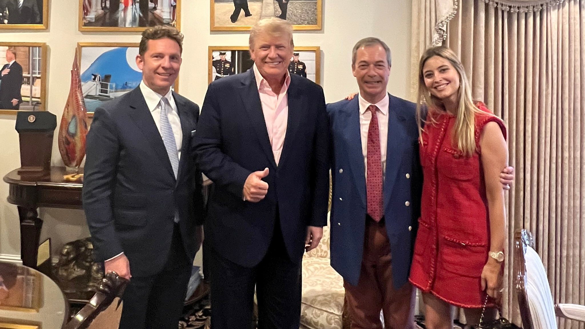 Holly Valance and her developer husband Nick Candy joined Donald Trump and Nigel Farage for a “great dinner at Mar-a-Lago” in 2022