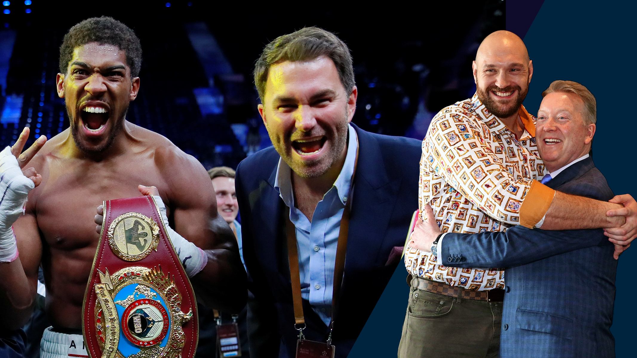 Joshua and Hearn, left, are set to be joined under contract with DAZN by Fury and Warren, right
