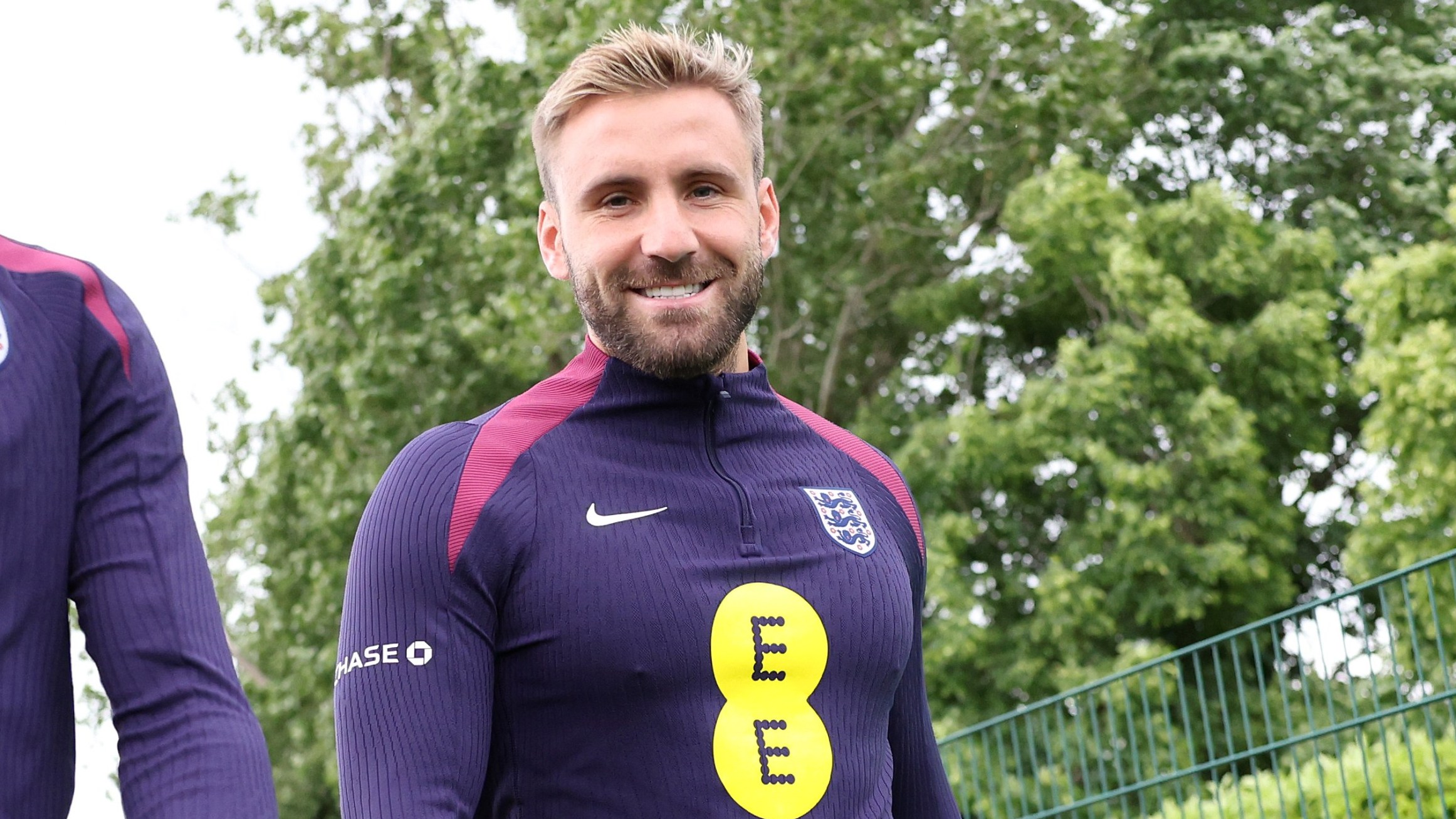 Shaw looks in good spirits after returning to training with England – he hasn’t played since February 18