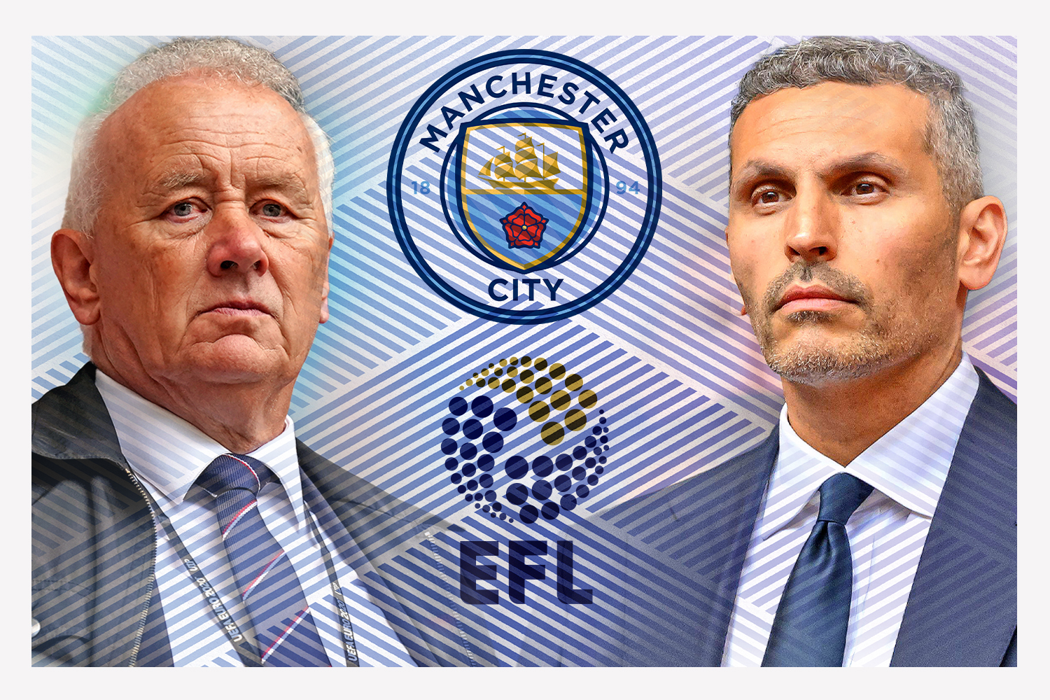 Premier League clubs are concerned about committing money to the EFL, chaired by Rick Parry, left, because of the legal action from City and their chairman Khaldoon Al Mubarak
