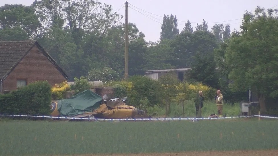 The pilot was confirmed dead at the scene near RAF Coningsby