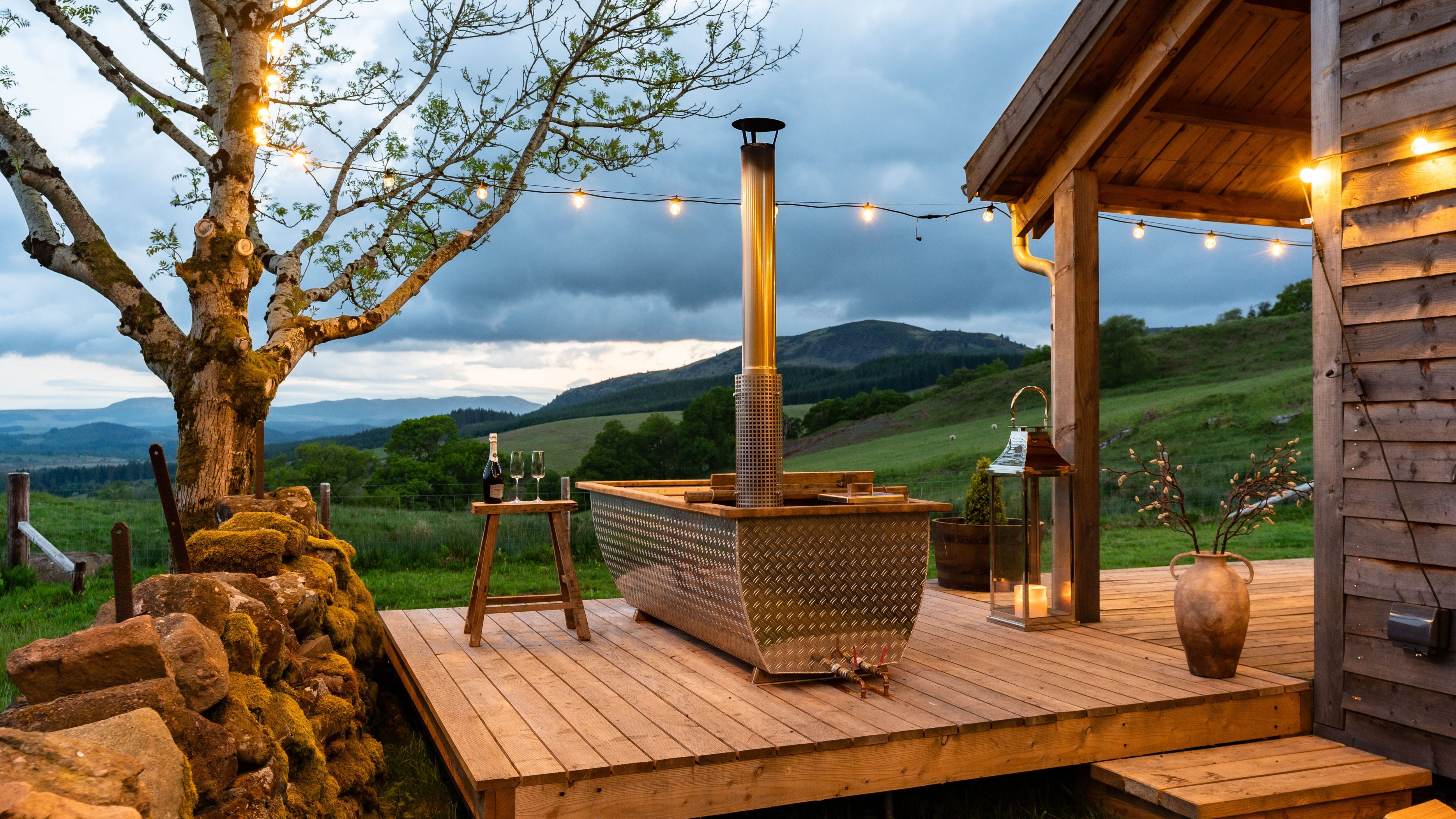 Take in the Fintry hills from the porch of Nether Glenny Bothy