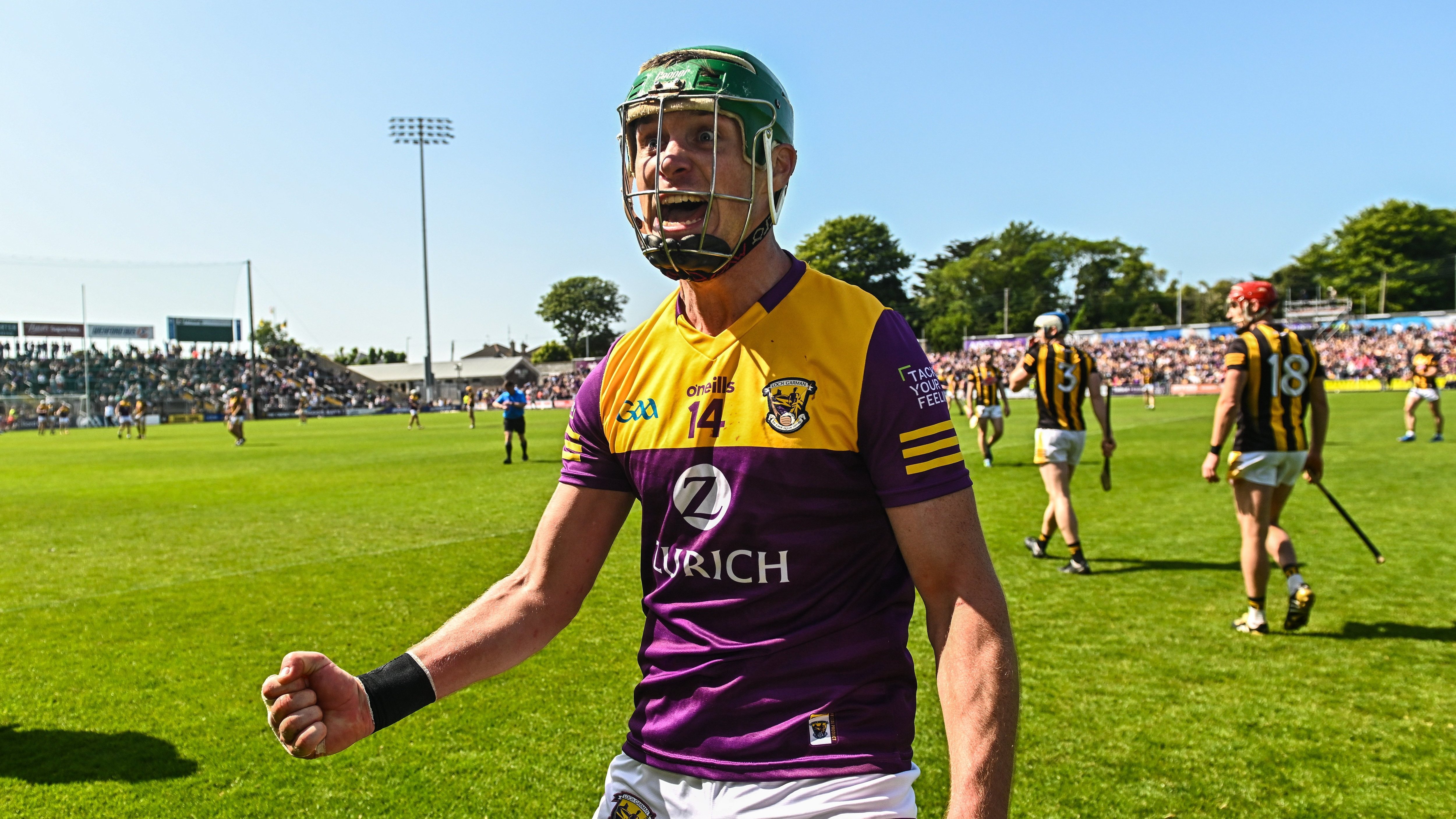 Conor McDonald cannot contain his delight after Wexford’s win against Kilkenny last May