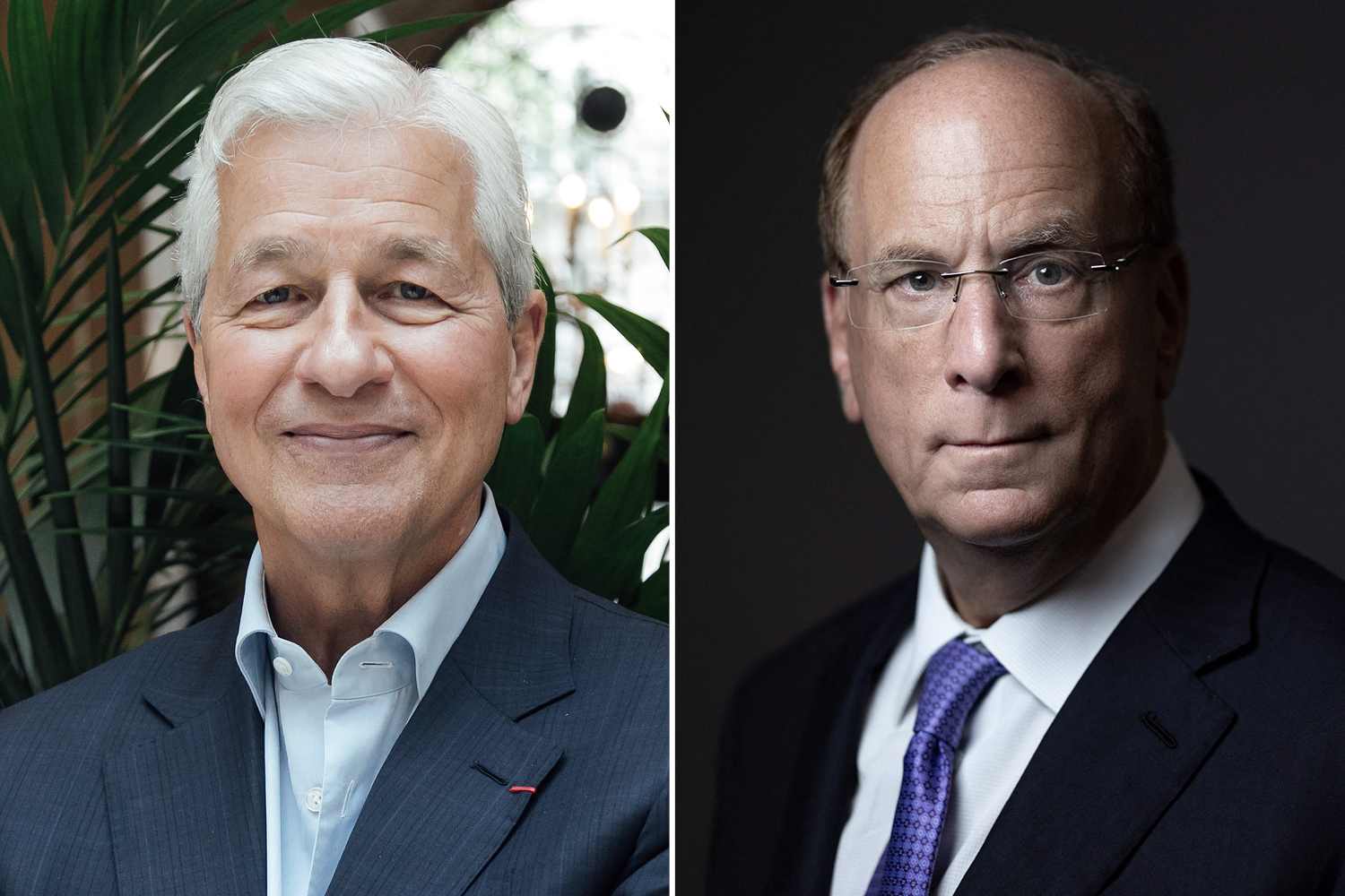 Jamie Dimon, left, and Larry Fink