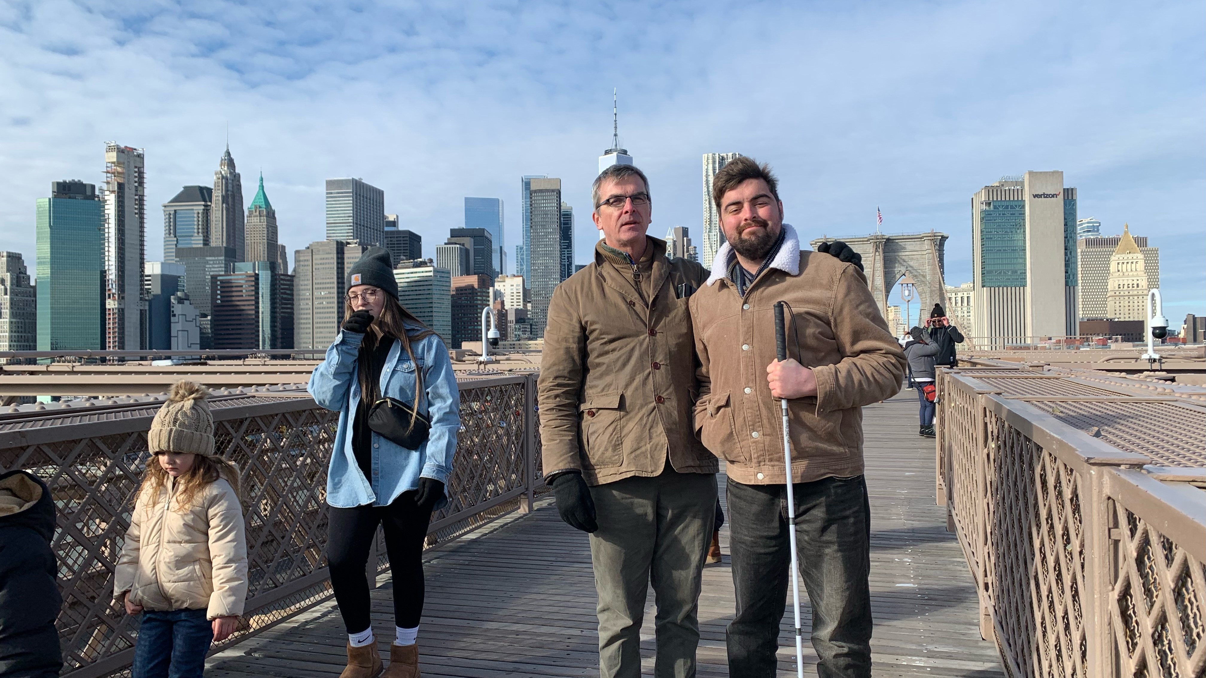 Duncan Campbell and his father, also Duncan, walking in New York