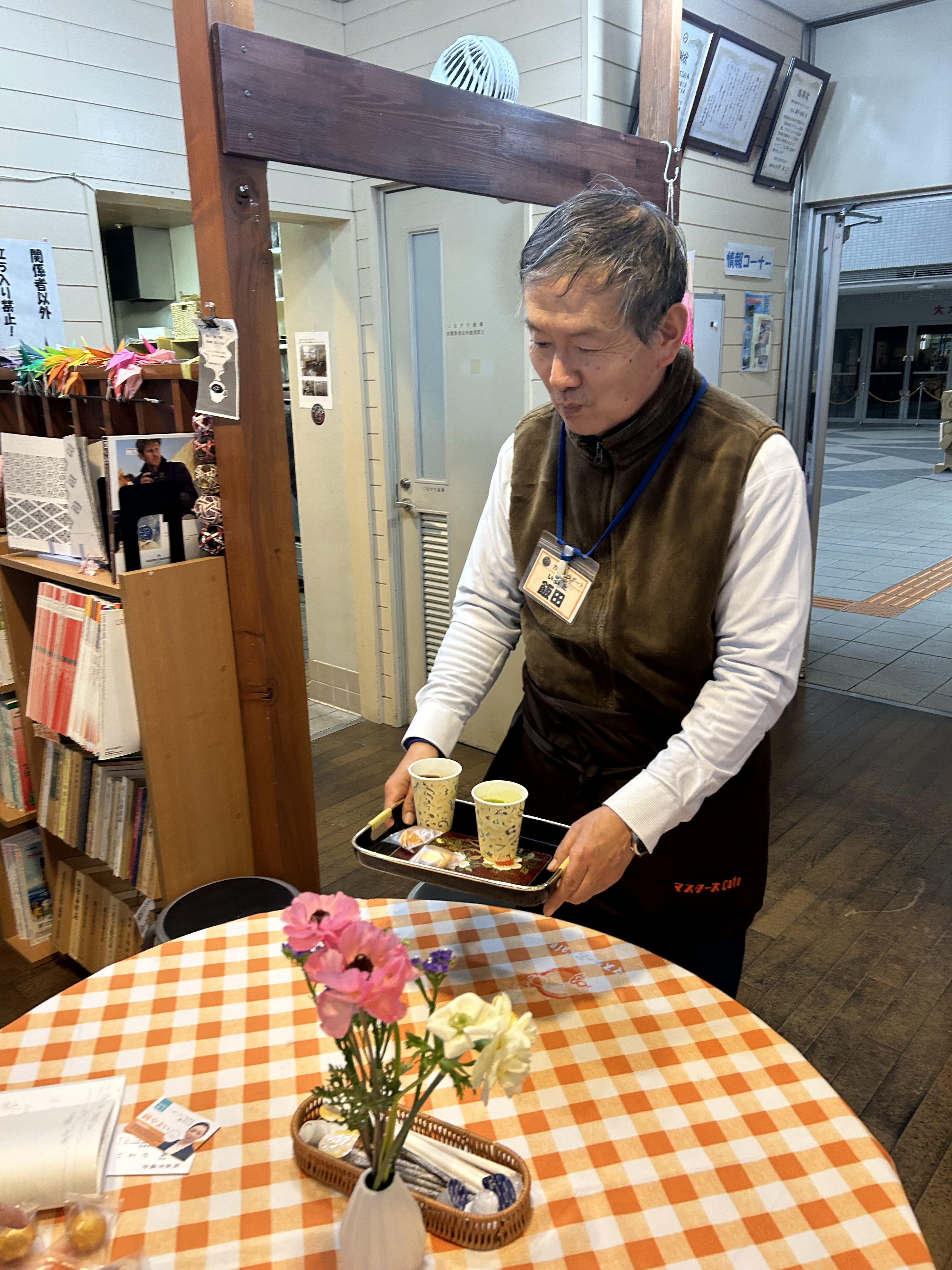 Tadashi Iida works at the Master’s Café in Hannan, central Japan